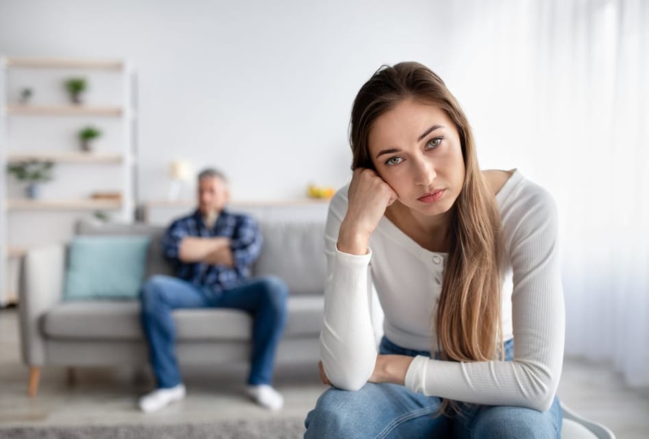 Man and wife having a relationship crisis.