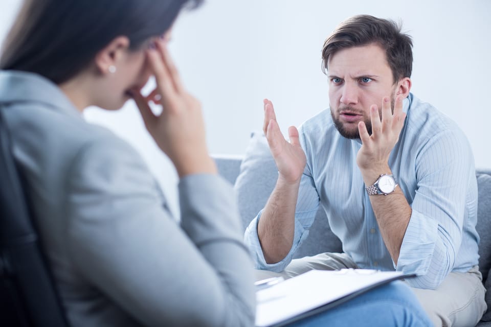 Man expressing his anger at a friend.