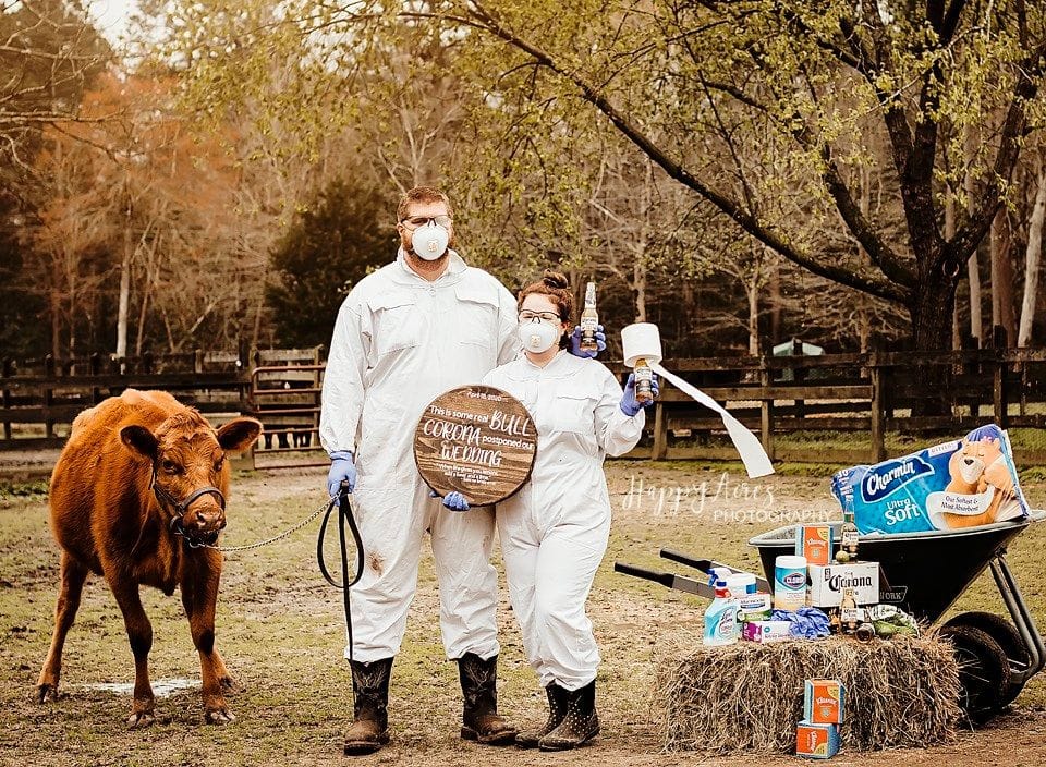 Engaged Couple Poses For “Moove The Date” Photos With Toilet Paper And Corona Beer