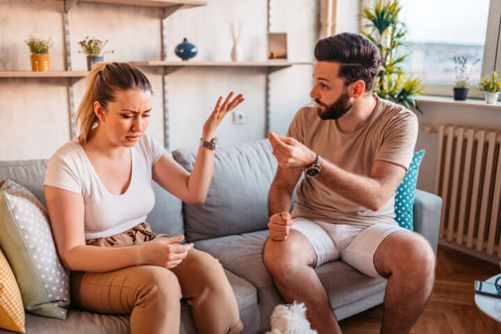 young couple having argument at home