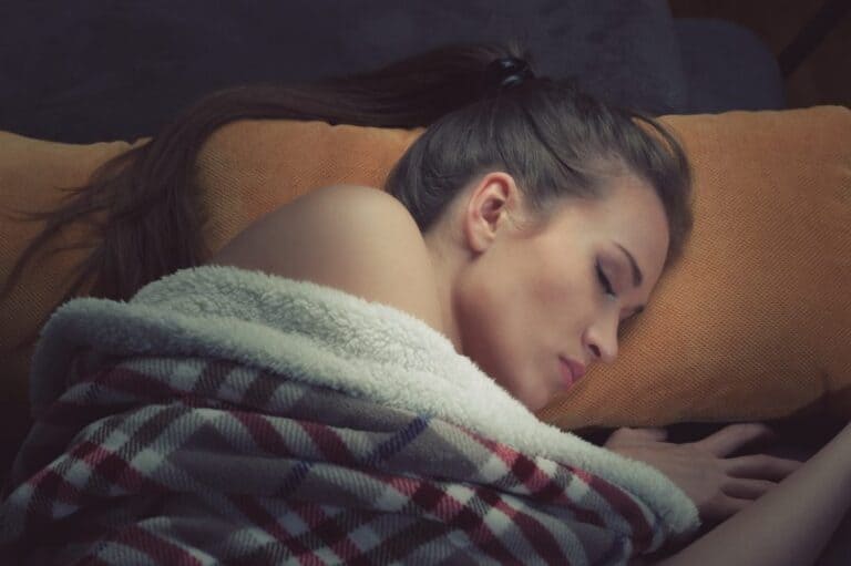 woman warm blanket