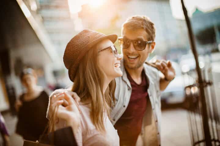 Close up of a couple enjoying shopping together