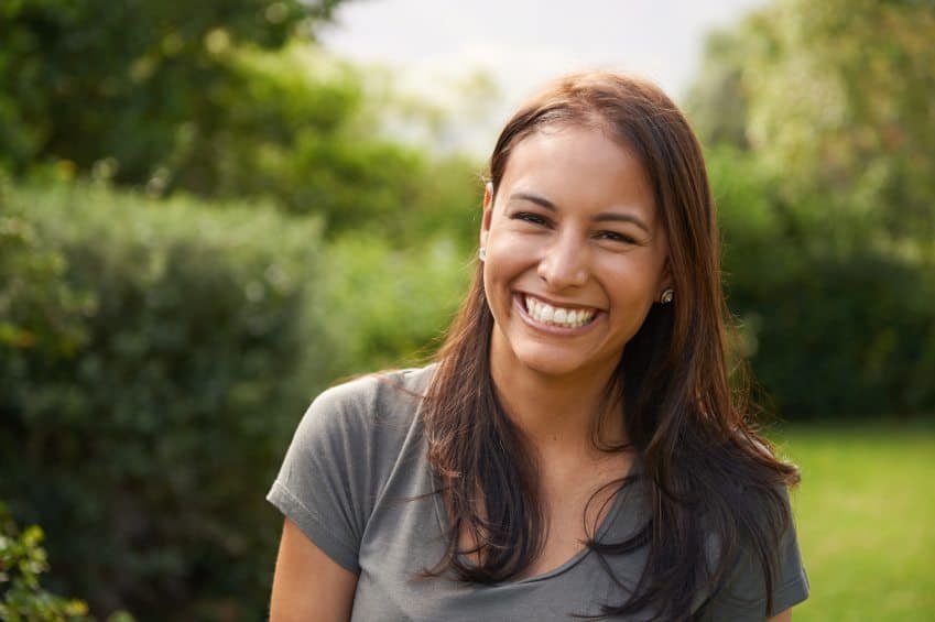 Smiling happy brunette