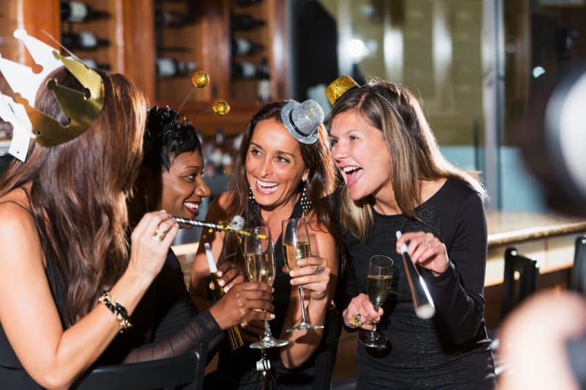 Group of friends at new year