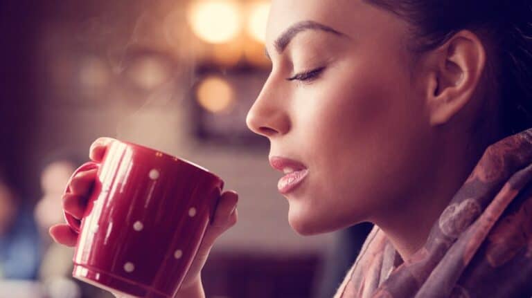 Woman with coffee mug