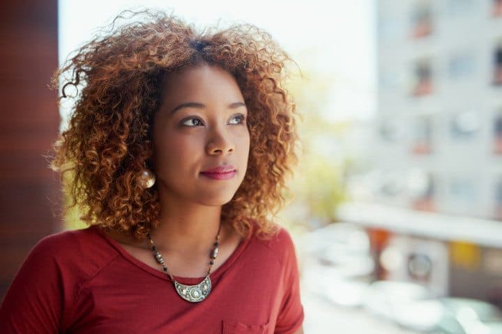 Afro american woman staring