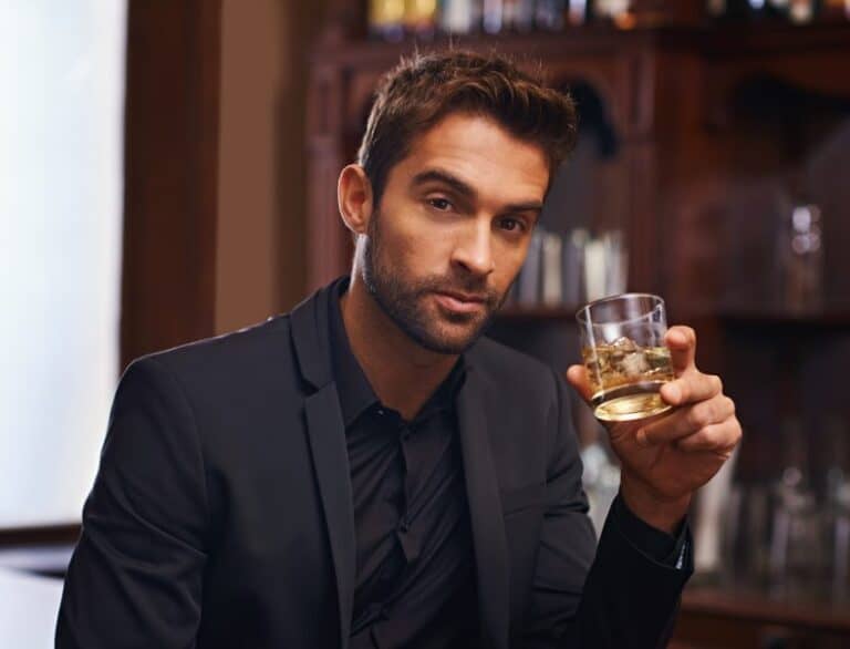 Hansome young man with whiskey