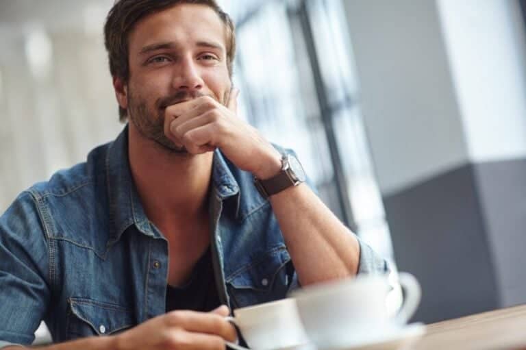 Handsome guy drinking coffee