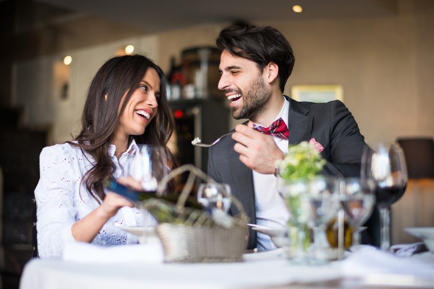 Couple at a restaurant on a date.