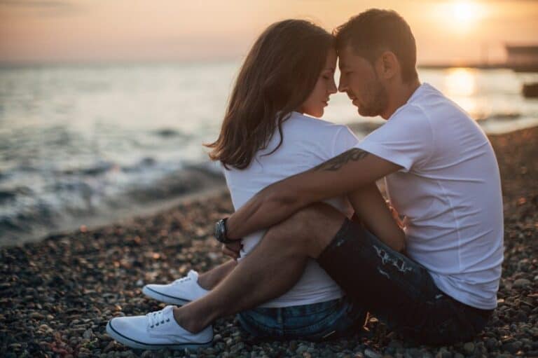 Young lovers on the beach