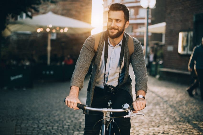 Guy with beard on bike
