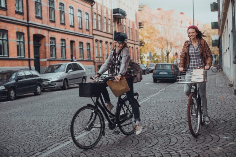 Two girls on bikes
