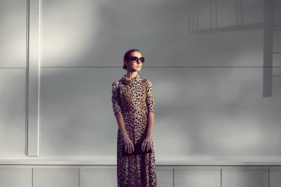 woman in leopard print dress portrait