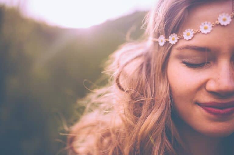 closeup woman face boho