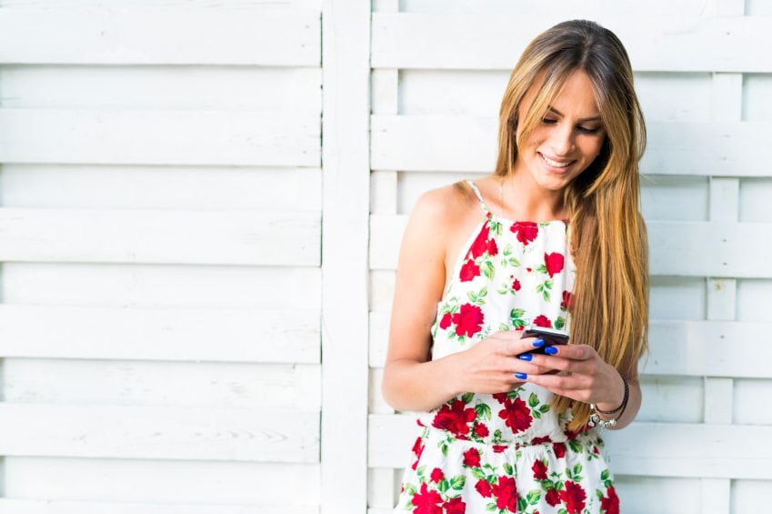 beautiful woman texting