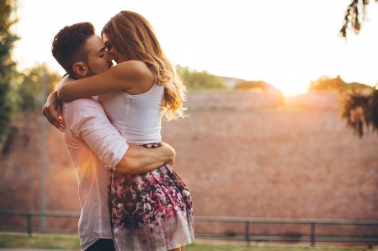 romantic couple kissing