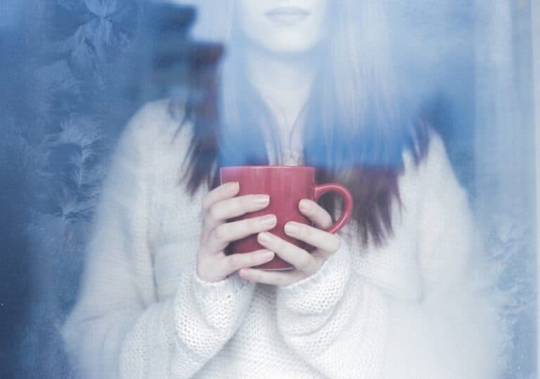 woman coffee window