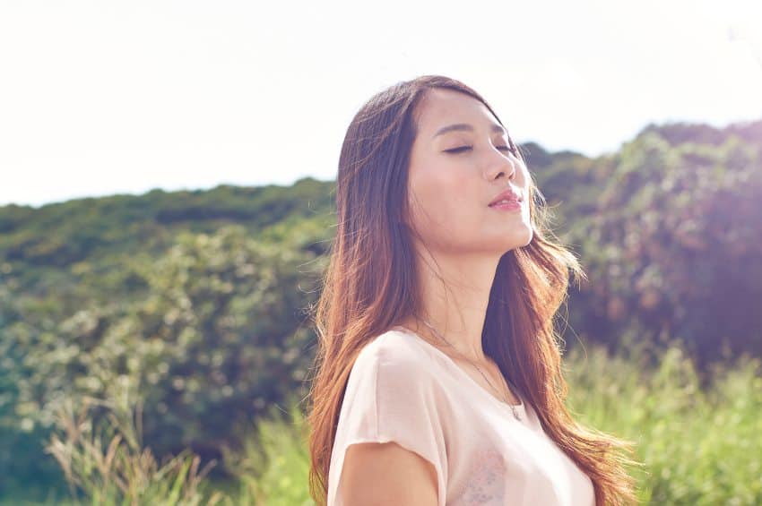 woman closed eyes portrait