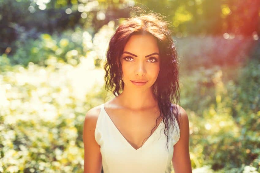 woman beautiful sun trees