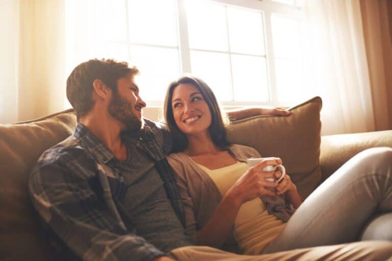 Happy couple at home