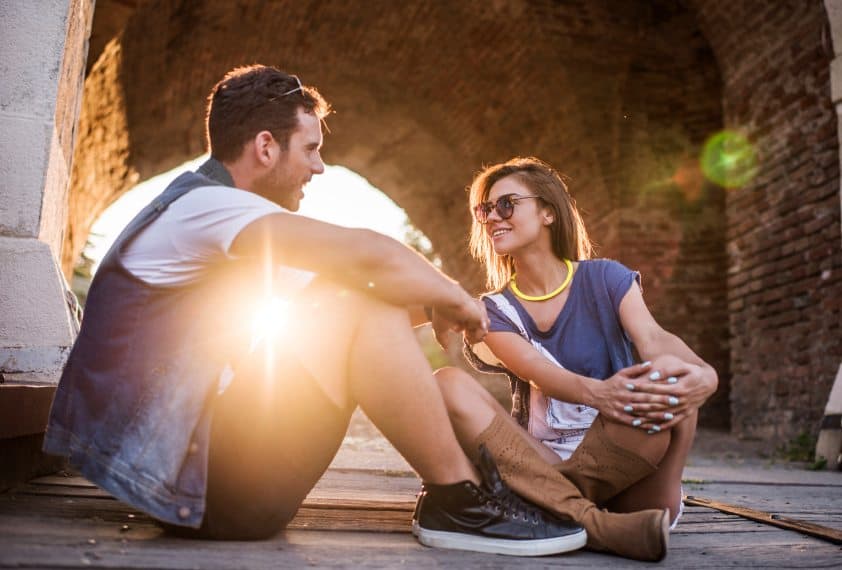 Smiling couple communicating