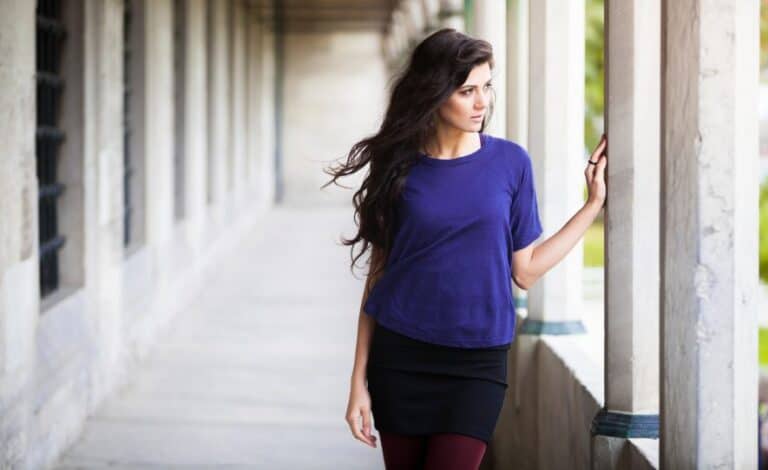 serious woman brunette outside