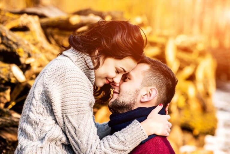 close couple kiss happy
