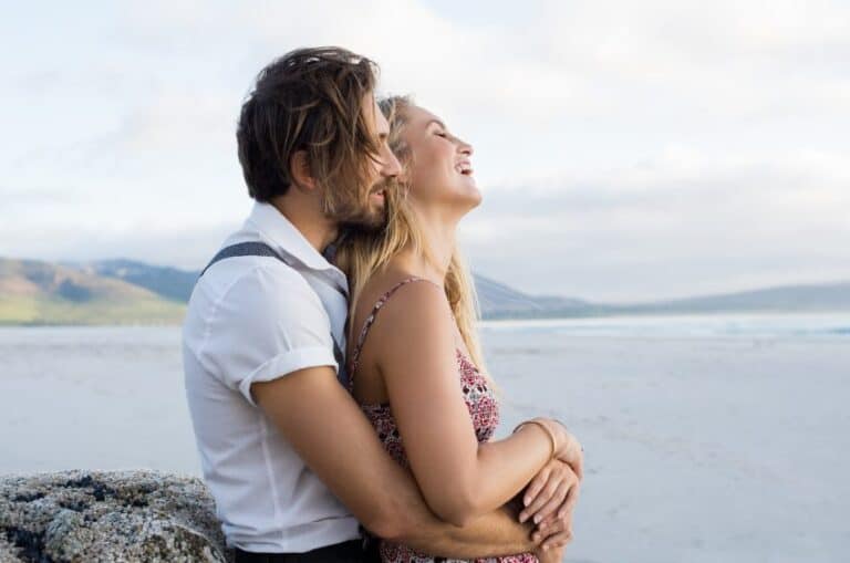 Loving couple embrace