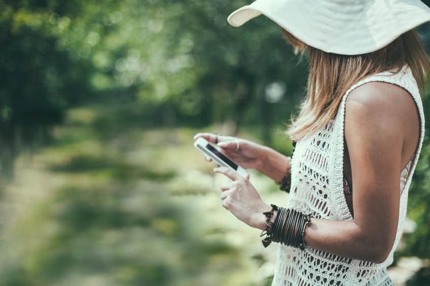 Using a smartphone outdoors