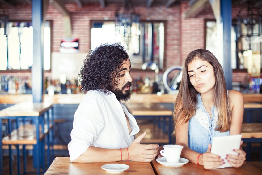Young couple in a cafe