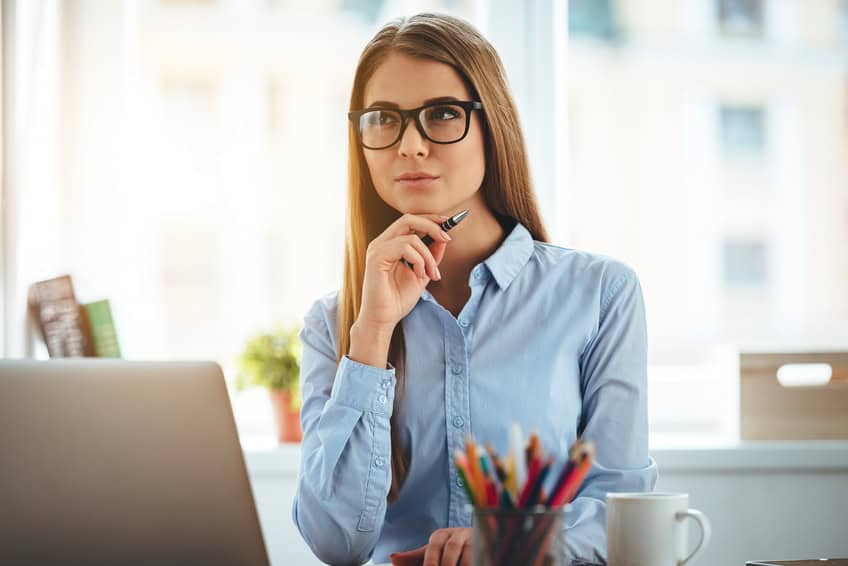 Young brunette office worker