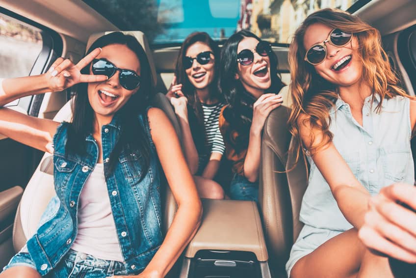 Four beautiful young cheerful women