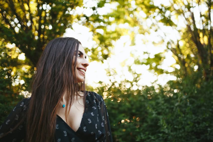 happy woman portrait nature