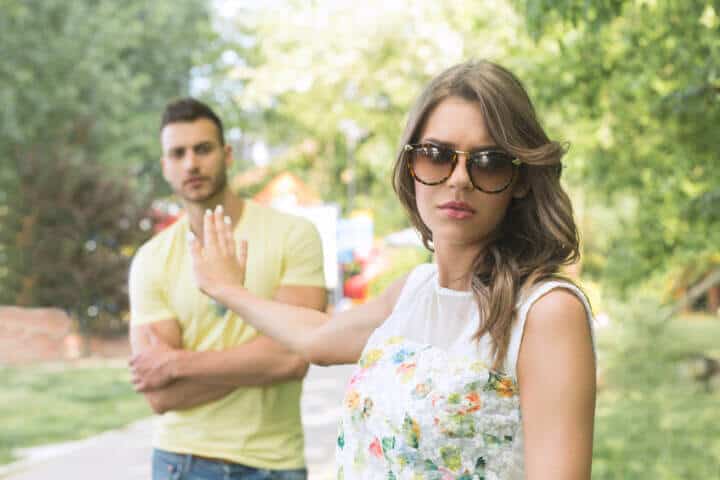 Woman rejecting man