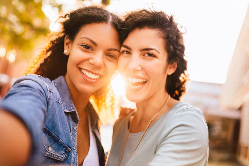 best friends happy outside sunshine