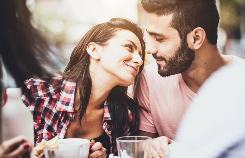 couple close cafe sun