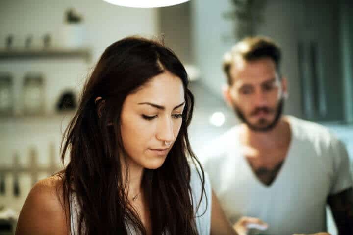 couple argue home unhappy