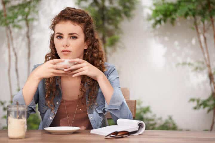 woman coffee cafe alone reading