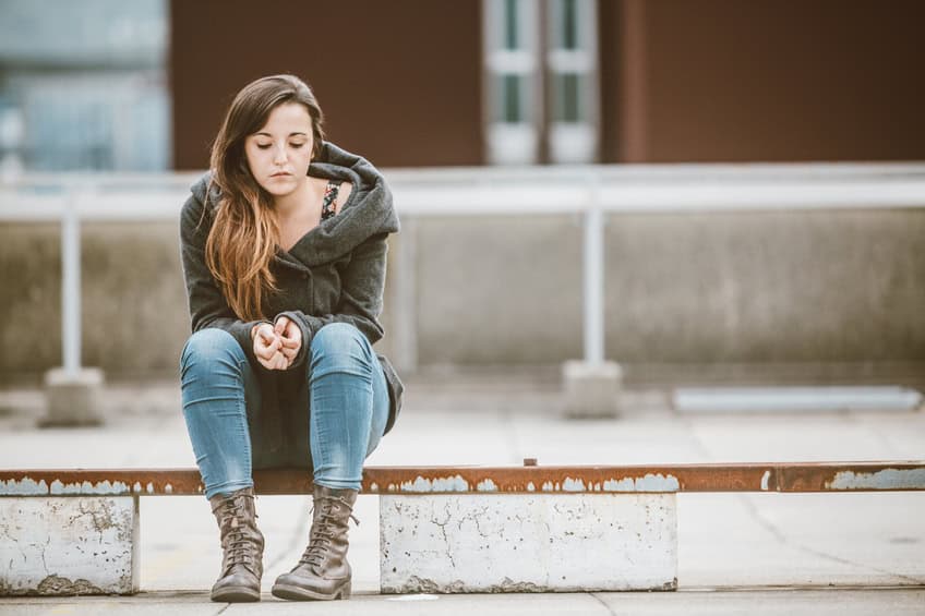 sad woman autumn outdoors