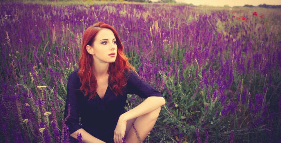 Woman in lavender field.