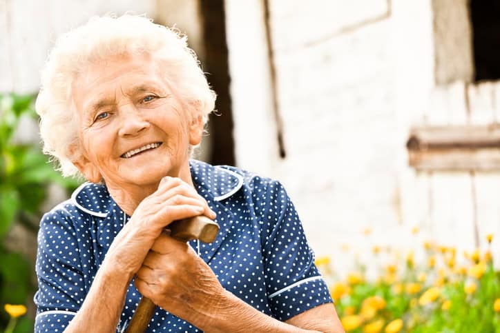 Old woman in her garden.