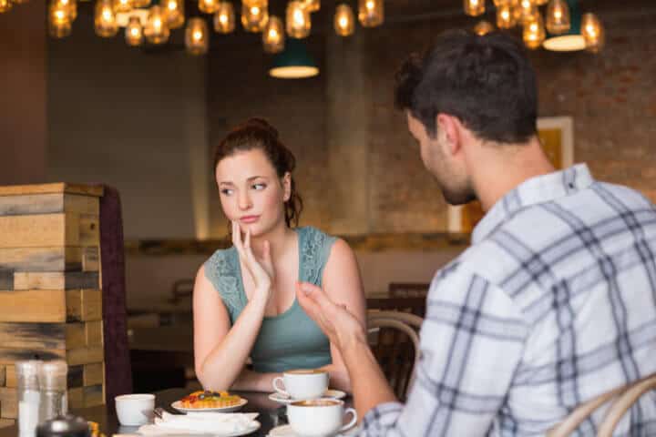 young couple date cafe relationship love
