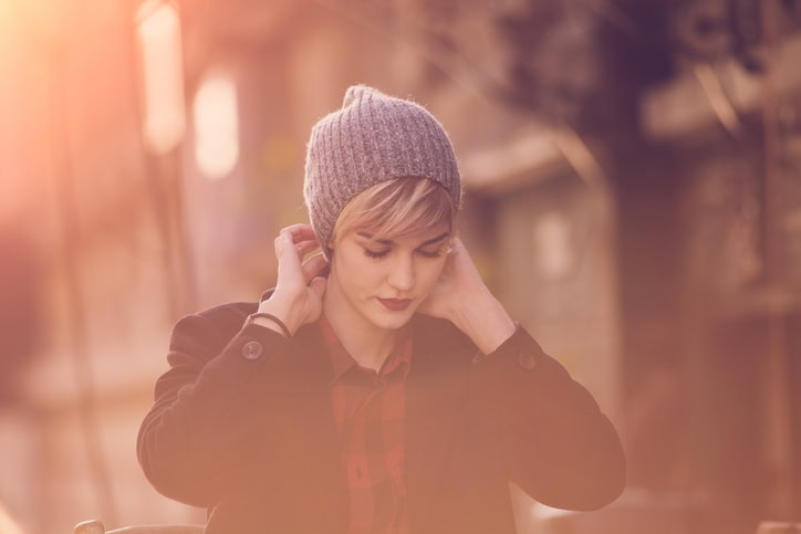 beautiful young woman winter portrait