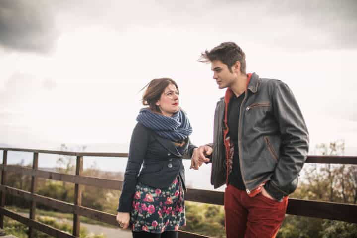 young couple outdoors romance love