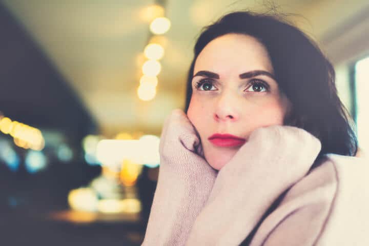 Portrait of sad pensive woman