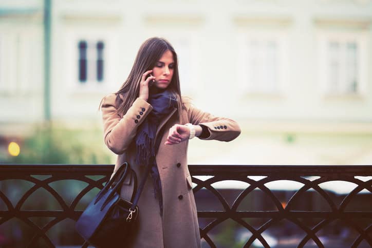Young woman waiting on a blind date.