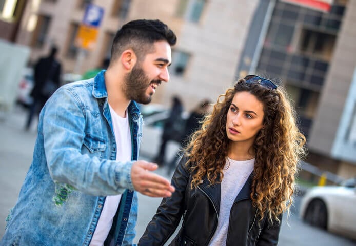 Serious couple in the city