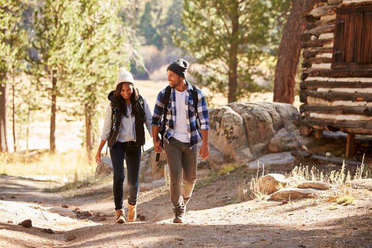 young couple romance happy walk together