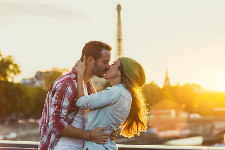 young couple kiss romance love