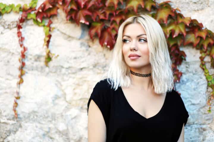 stylish blond woman